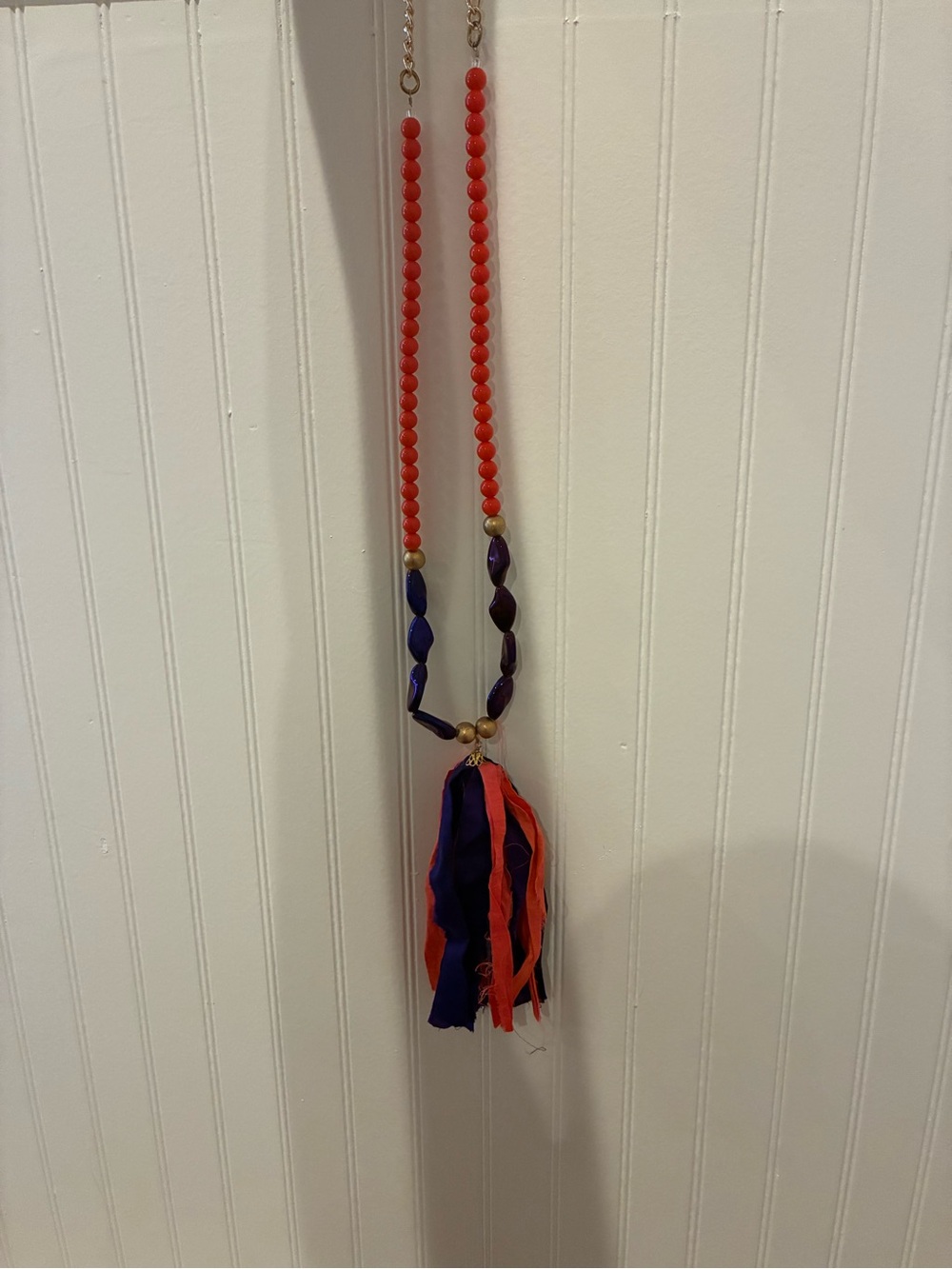 Handmade Red & Purple Beaded Tassel Accessory
